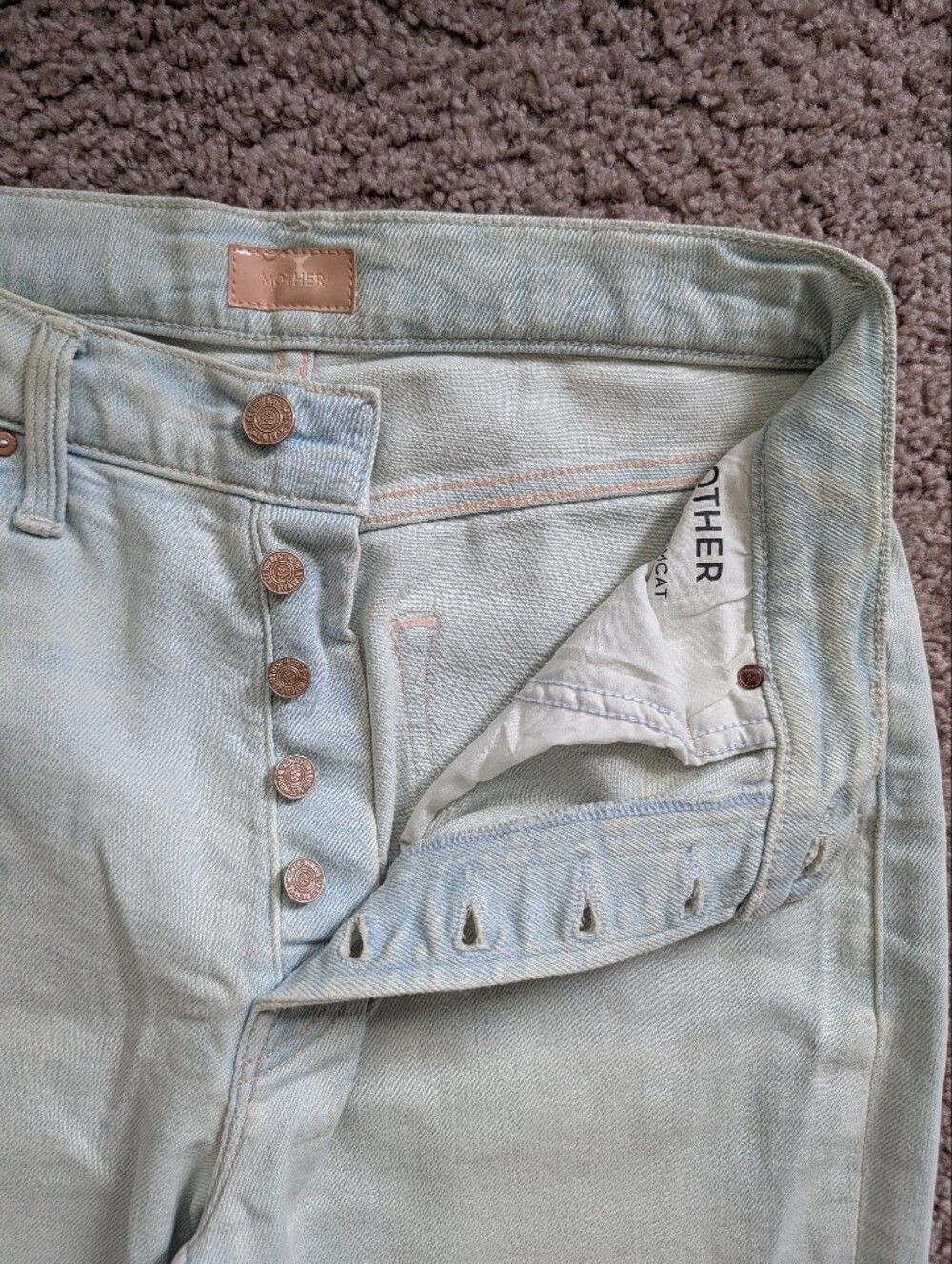 MOTHER Women Pina Colada Paradise Light Blue The Pixie Tomcat Ankle Jean Size 26 - Picture 9 of 16